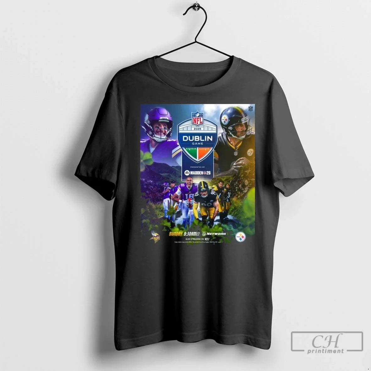 Dublin Game 2025 Steelers X Vikings T Shirts Long Sleeve Designer
