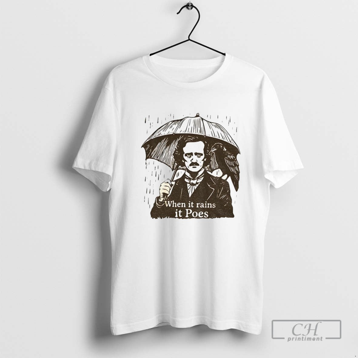 Edgar Allen Poe When It Rains It Poes Long Sleeve Designer Fashion