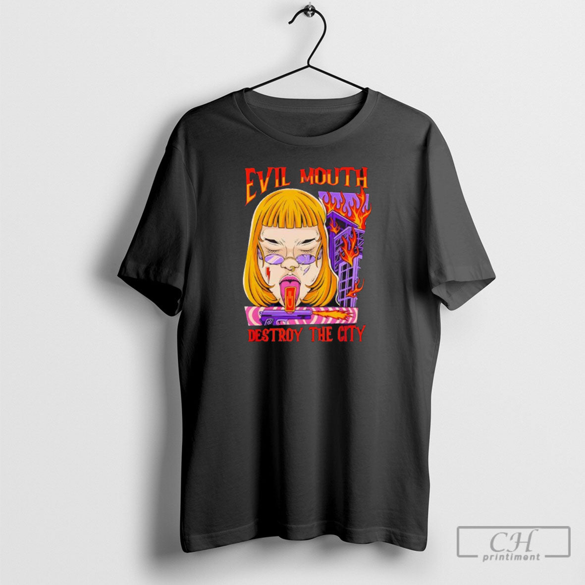 Evil Mouth Destroy City Pop Culture Sweatshirt Stylish Outfit