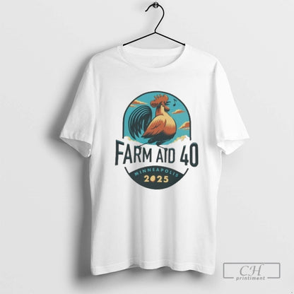 Farm Aid 40 Rooster Sings Tee Stylish Apparel