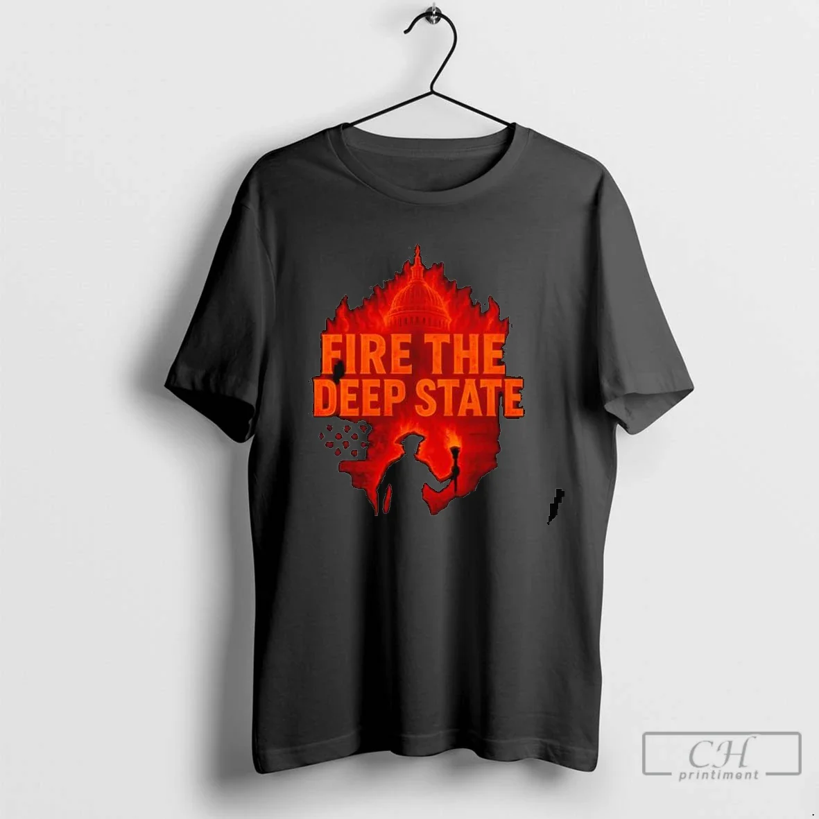 Fire Deep State American Flag TShirt Authentic Style