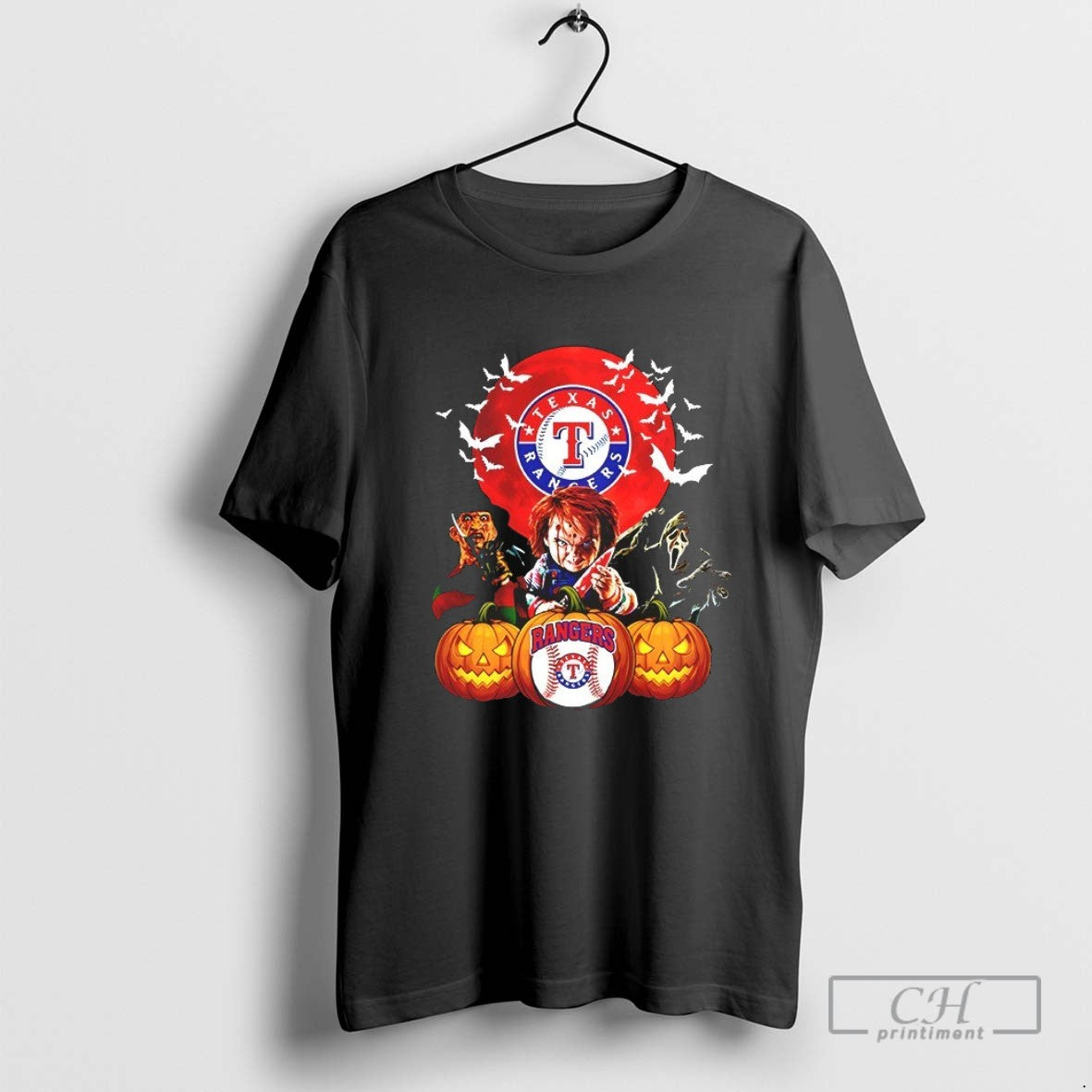 Freddy Krueger Chucky And Ghostface Moon Texas Rangers Mlb Halloween