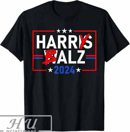 Harris Walz 24 Harry Balz 2024 Meme Democratics Vote T Shirts Shirt