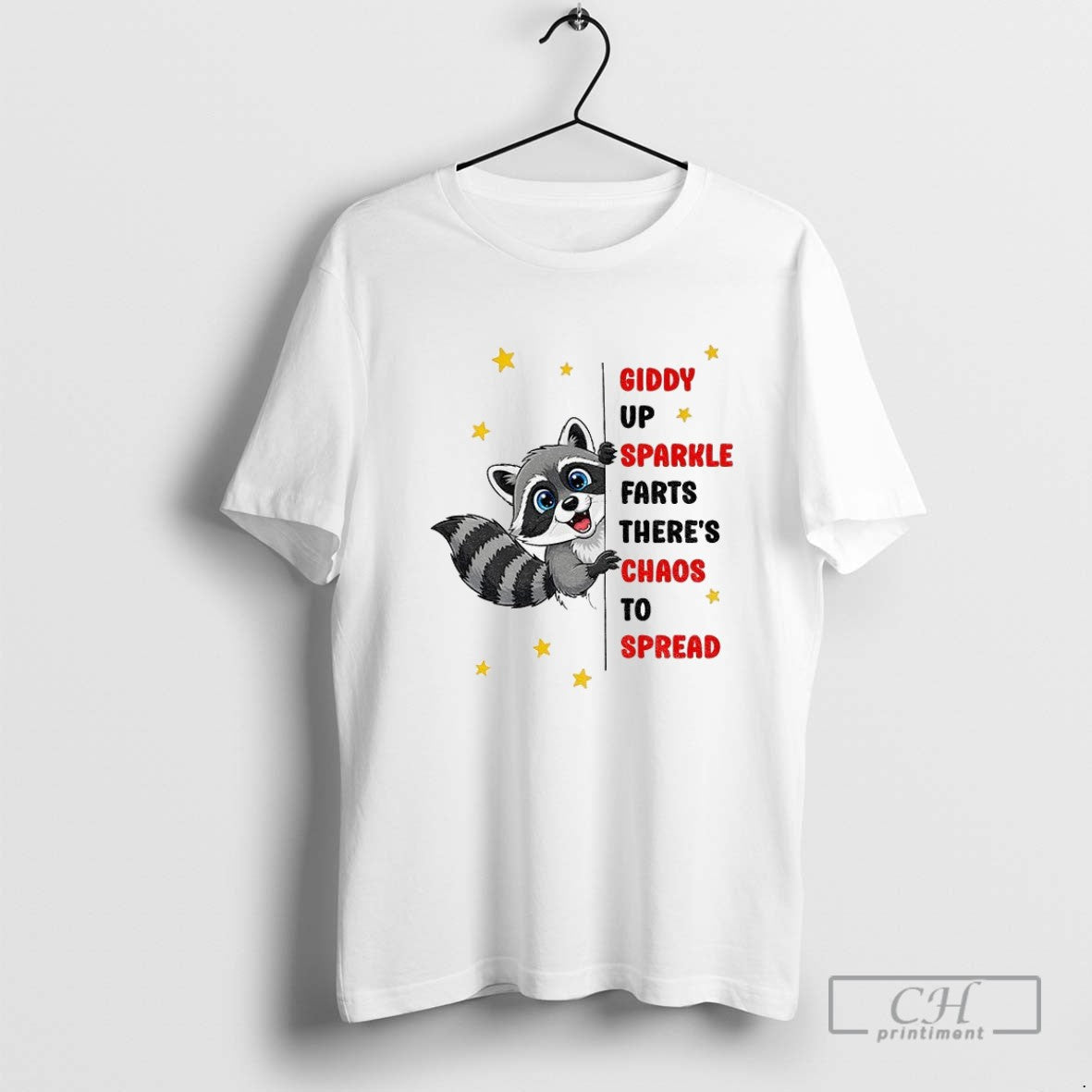 Raccoon Giddy Up Sparkle Farts Theres Chaos To Spread Long Sleeve