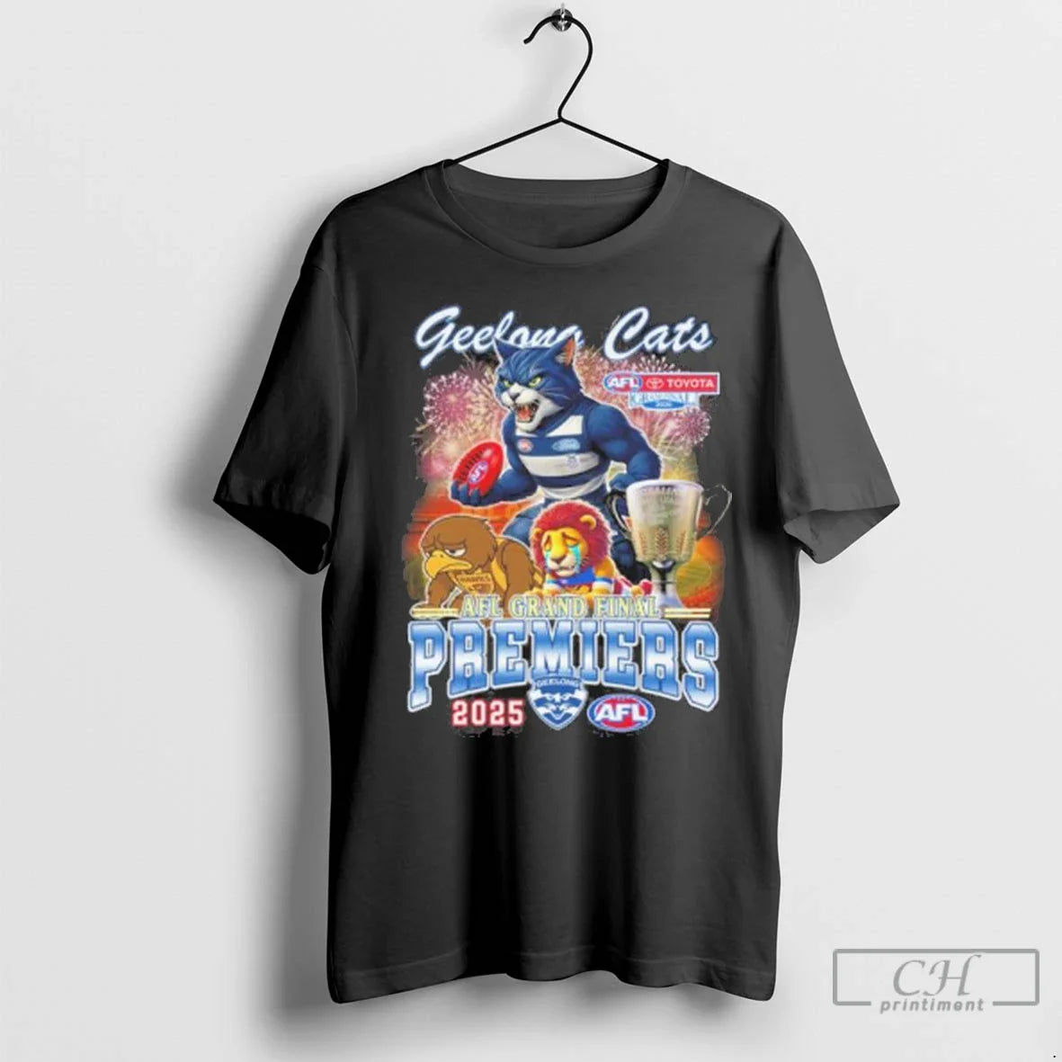 Geelong Cats Mascot 2025 Afl Grand Final Premiers T Shirts Tank Top