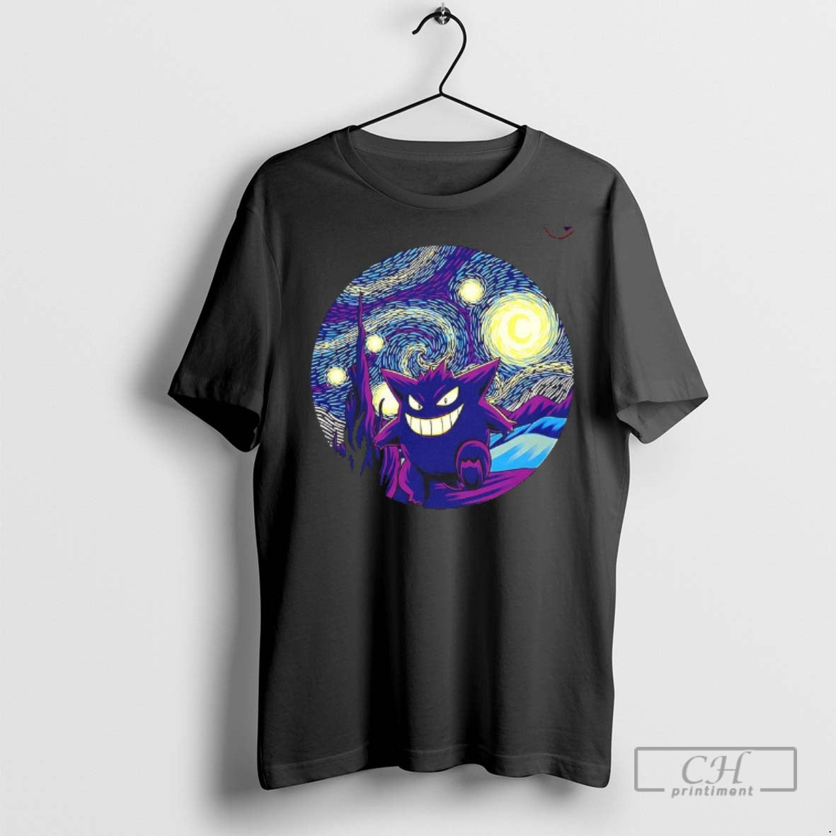 Gengar X Van Goghs Starry Night Starry Ghost T Shirts Long Sleeve