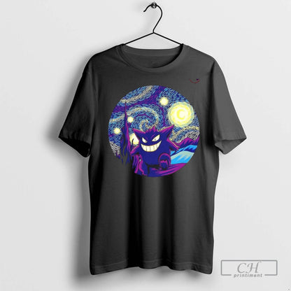 Gengar X Van Goghs Starry Night Starry Ghost T Shirts Long Sleeve