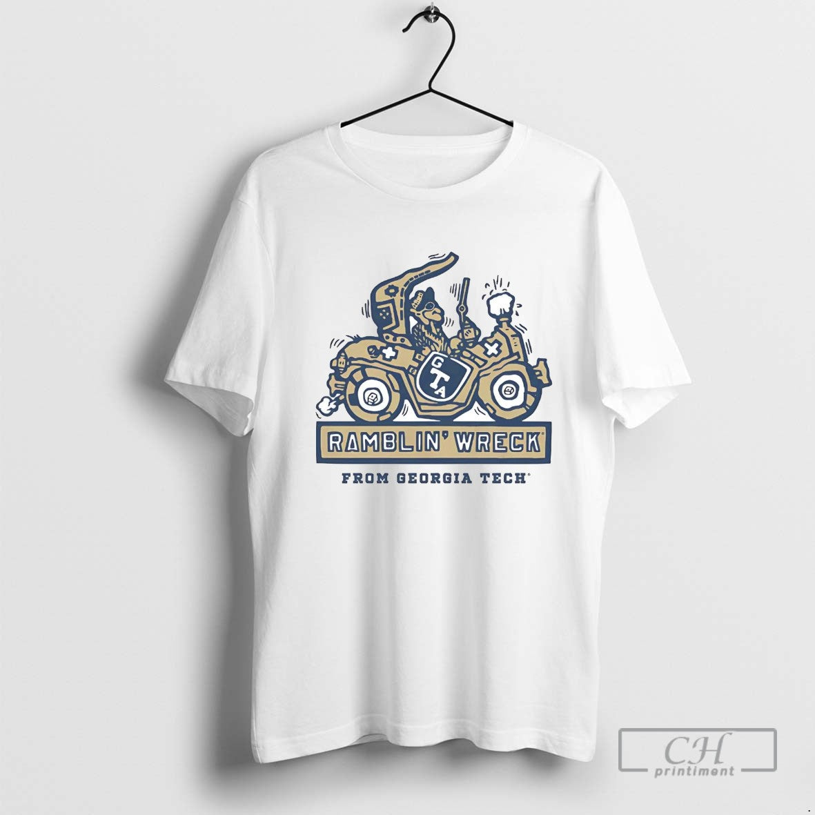 Georgia Tech Yellow Jackets Ramblin Wreck Ringer Hoodie Designer Look