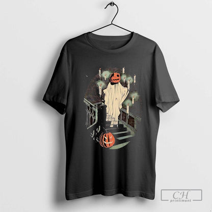 Ghost Glide Down Stairs Pumpkin Halloween Shirt Retro Merch