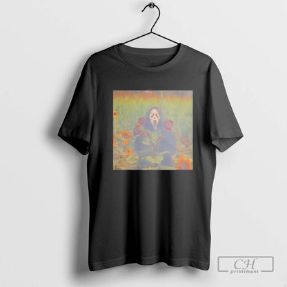 Ghostface Scream Sunflower Halloween Tee Authentic Apparel