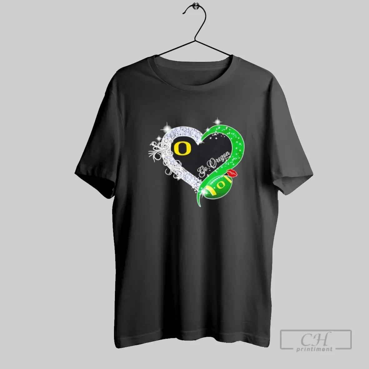 Go Oregon Ducks Diamond Heart Tank Top Trendy Fashion