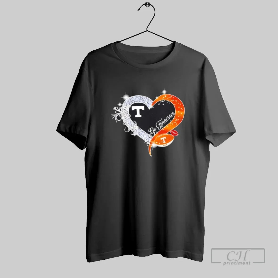 Go Tennessee Volunteers Diamond Heart TShirt Authentic Apparel