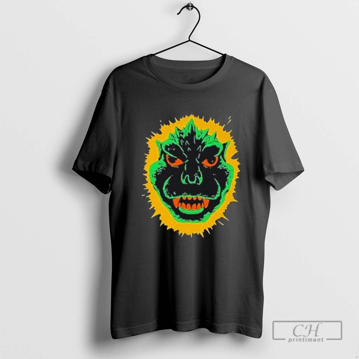 Godzilla Halloween Head Sweatshirt Retro Look