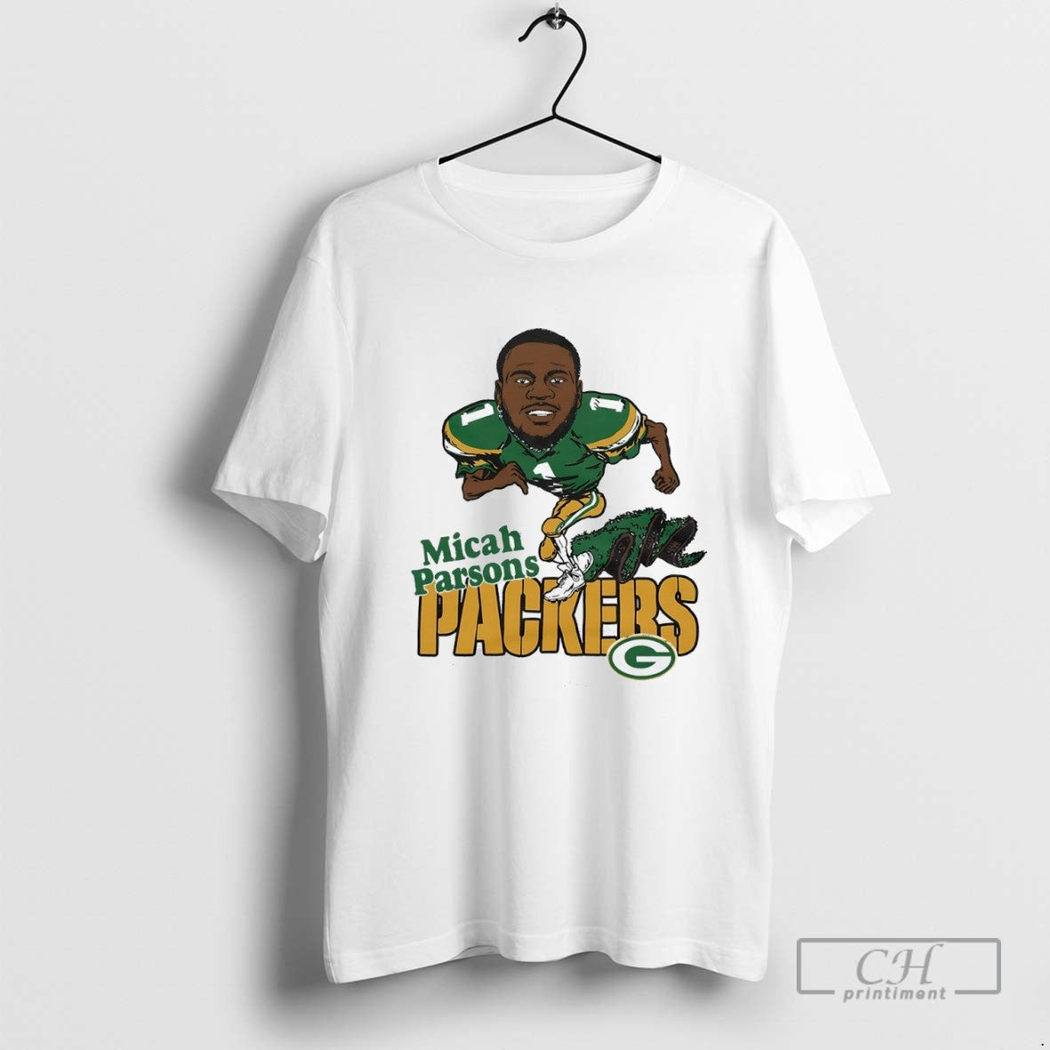 Green Bay Packers Football Micah Parsons Player Caricature Tee