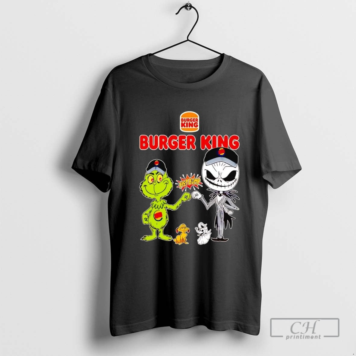 Grinch And Jack Skellington Fist Bump Burger King Halloween Tank Top