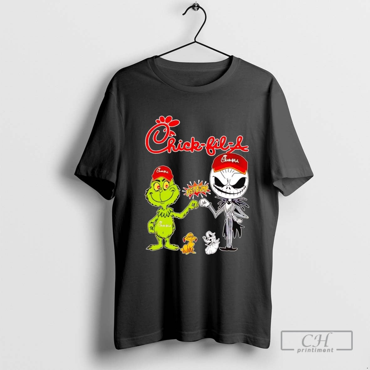 Grinch And Jack Skellington Fist Bump Chick Fil Halloween Hoodie