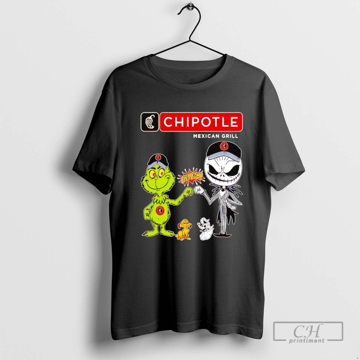 Grinch And Jack Skellington Fist Bump Chipotle Halloween Tank Top