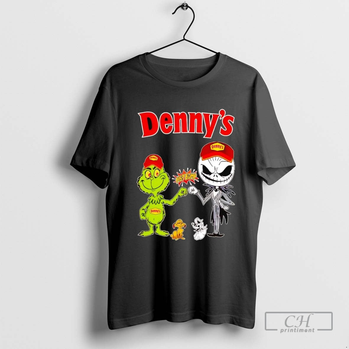 Grinch And Jack Skellington Fist Bump Dennys Halloween Tank Top Retro