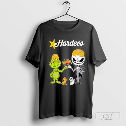 Grinch And Jack Skellington Fist Bump Hardees Halloween Shirt Vintage
