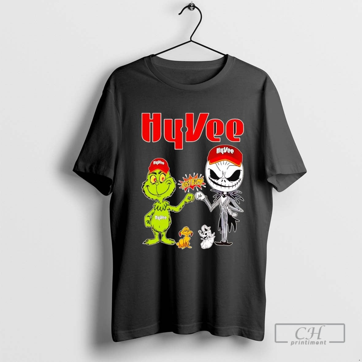 Grinch And Jack Skellington Fist Bump Hyvee Halloween Shirt Exclusive