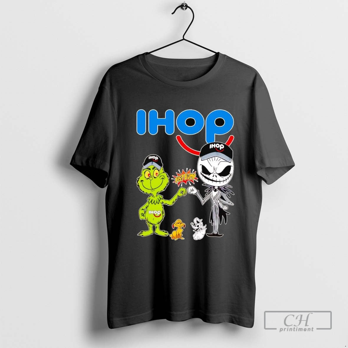 Grinch And Jack Skellington Fist Bump Ihop Halloween Hoodie Premium