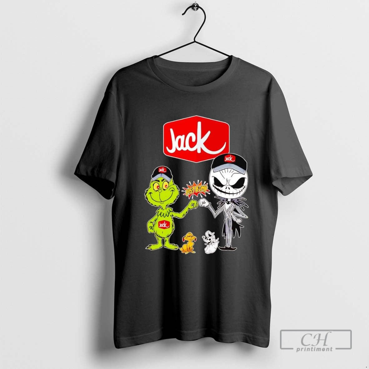 Grinch And Jack Skellington Fist Bump Jack Halloween Hoodie Retro