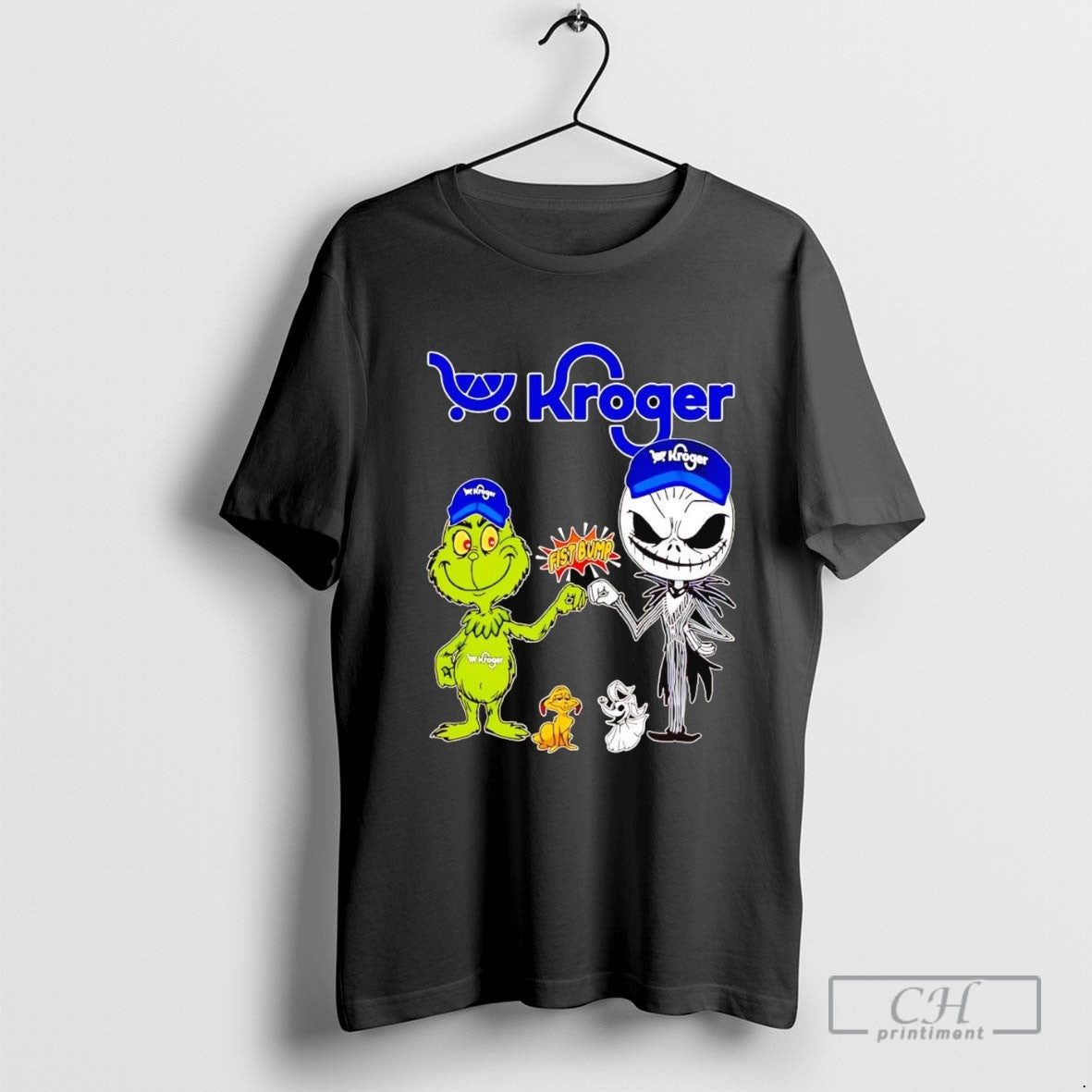 Grinch And Jack Skellington Fist Bump Kroger Halloween Sweatshirt