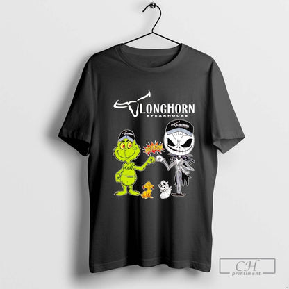 Grinch And Jack Skellington Fist Bump Longhorn Steakhouse Halloween