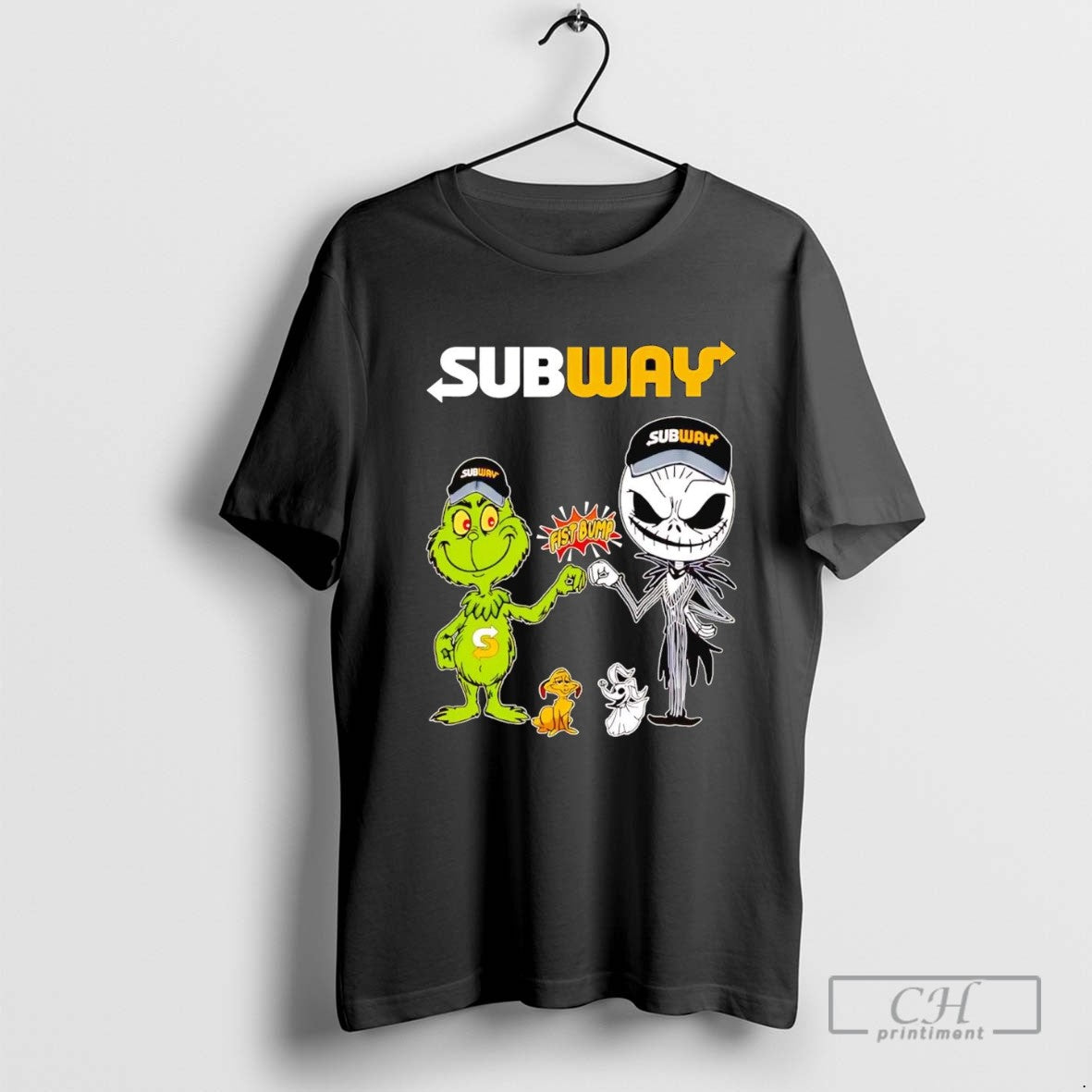 Grinch And Jack Skellington Fist Bump Subway Halloween Tank Top