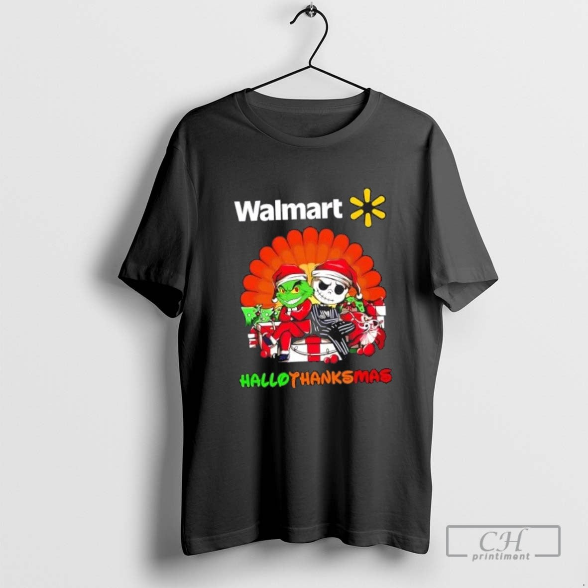 Grinch And Jack Skellington X Walmart Happy Hallothanksmas TShirt