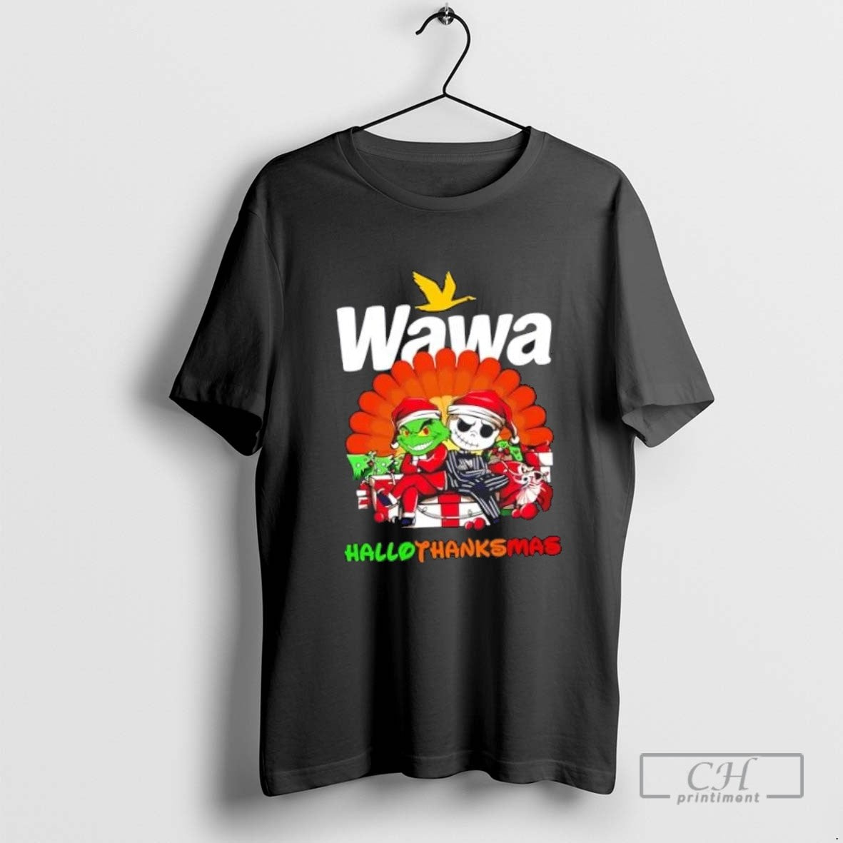 Grinch And Jack Skellington X Wawa Happy Hallothanksmas Tee Vintage