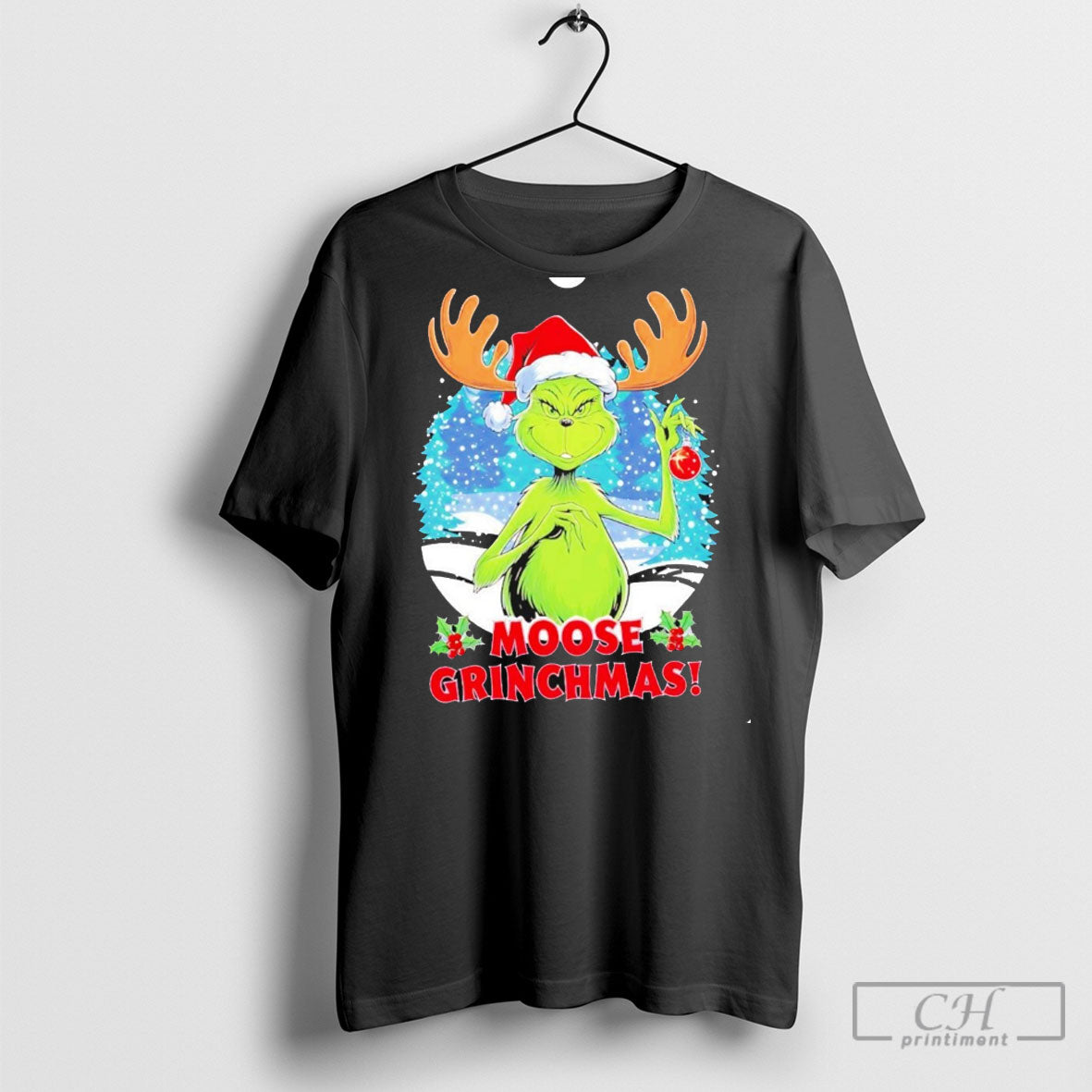 Grinch Moose Grinchmas Orament Black TShirt Unique Outfit
