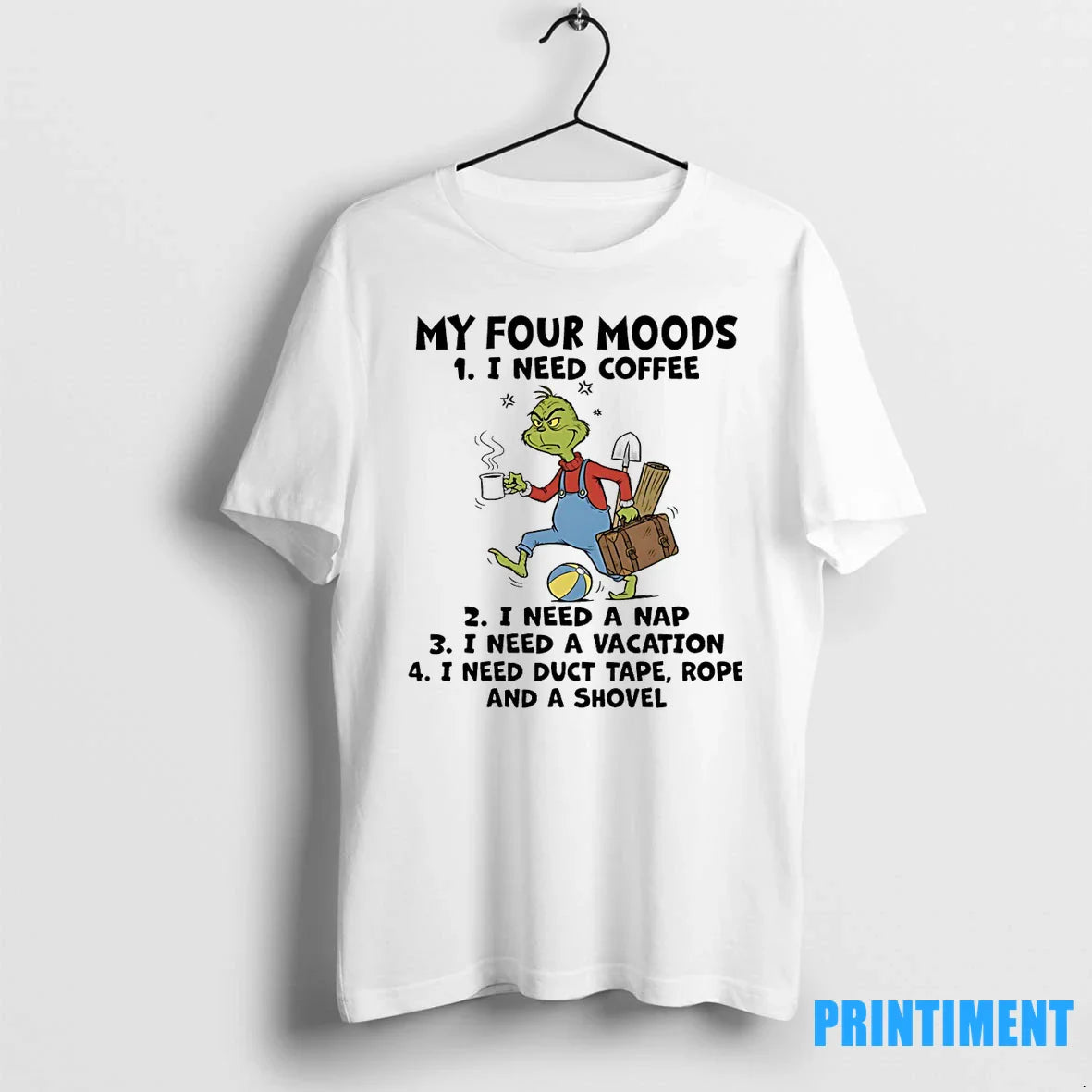 Grinch My Four Moods I Need Coffee I Need Nap I Need Vacation Hoodie