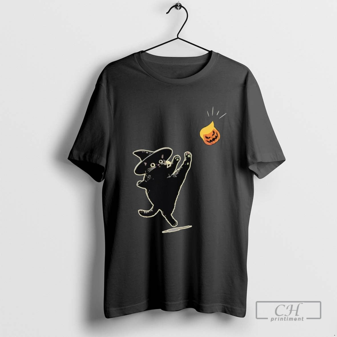 Halloween Black Cat Witch Pumpkin Trump TShirt Elegant Apparel