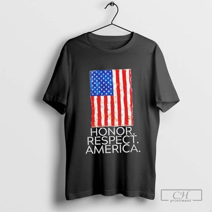 Honor Respect America Patriot Stencil Us Flag Shirt Designer Style