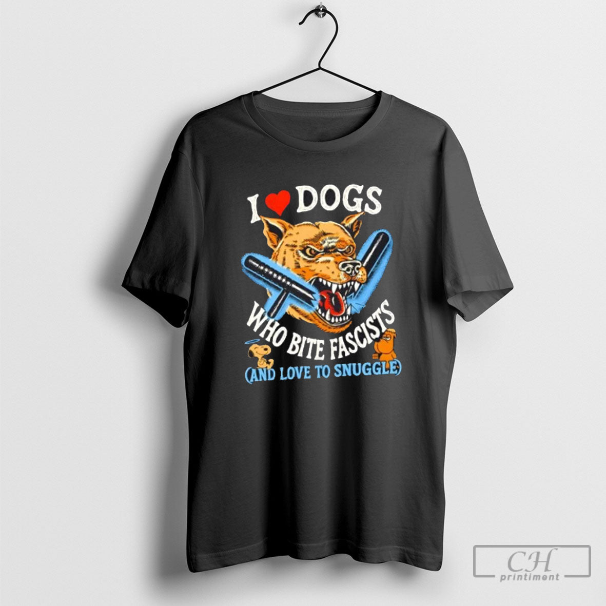 I Heart Dogs Who Bite Fascists And Love To Snuggle Hoodie Vintage