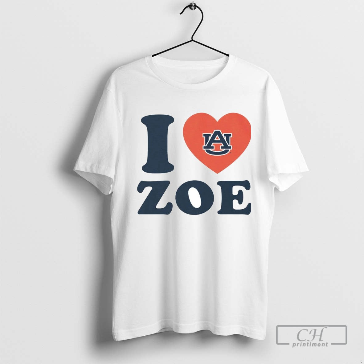 I Love Zoe Slaughter Heart Auburn Tigers Long Sleeve Classic Look
