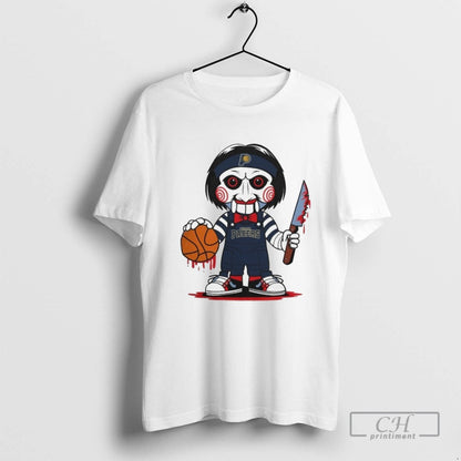 Indiana Pacers Halloween Jigsaw Saw Horror Basketball Long Sleeve