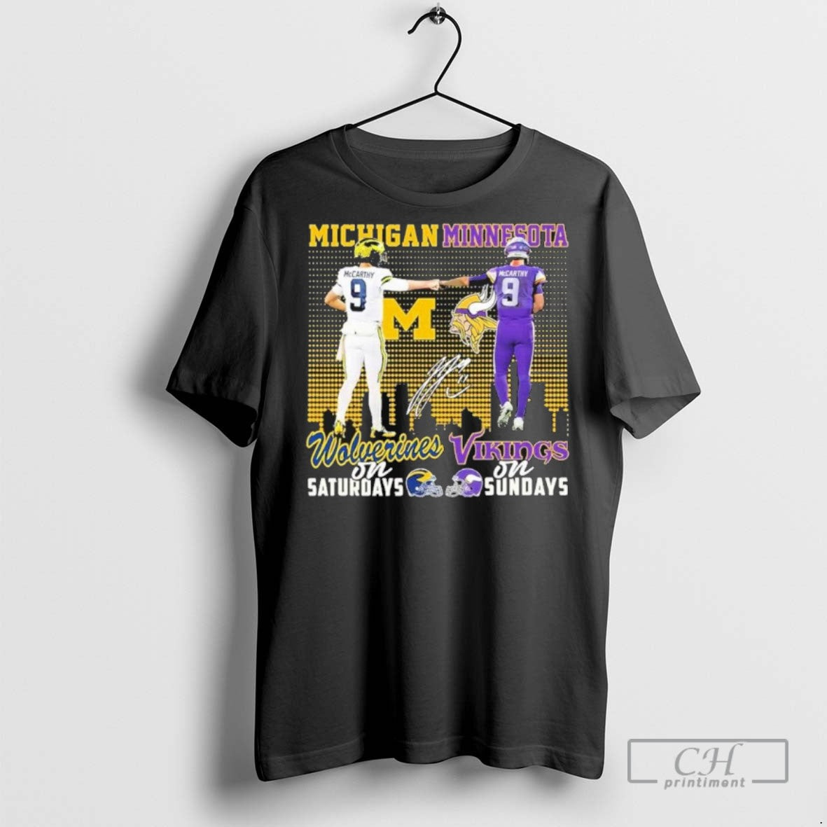 Jj Mccarty Wolverines And Vikings Football T Shirts Long Sleeve