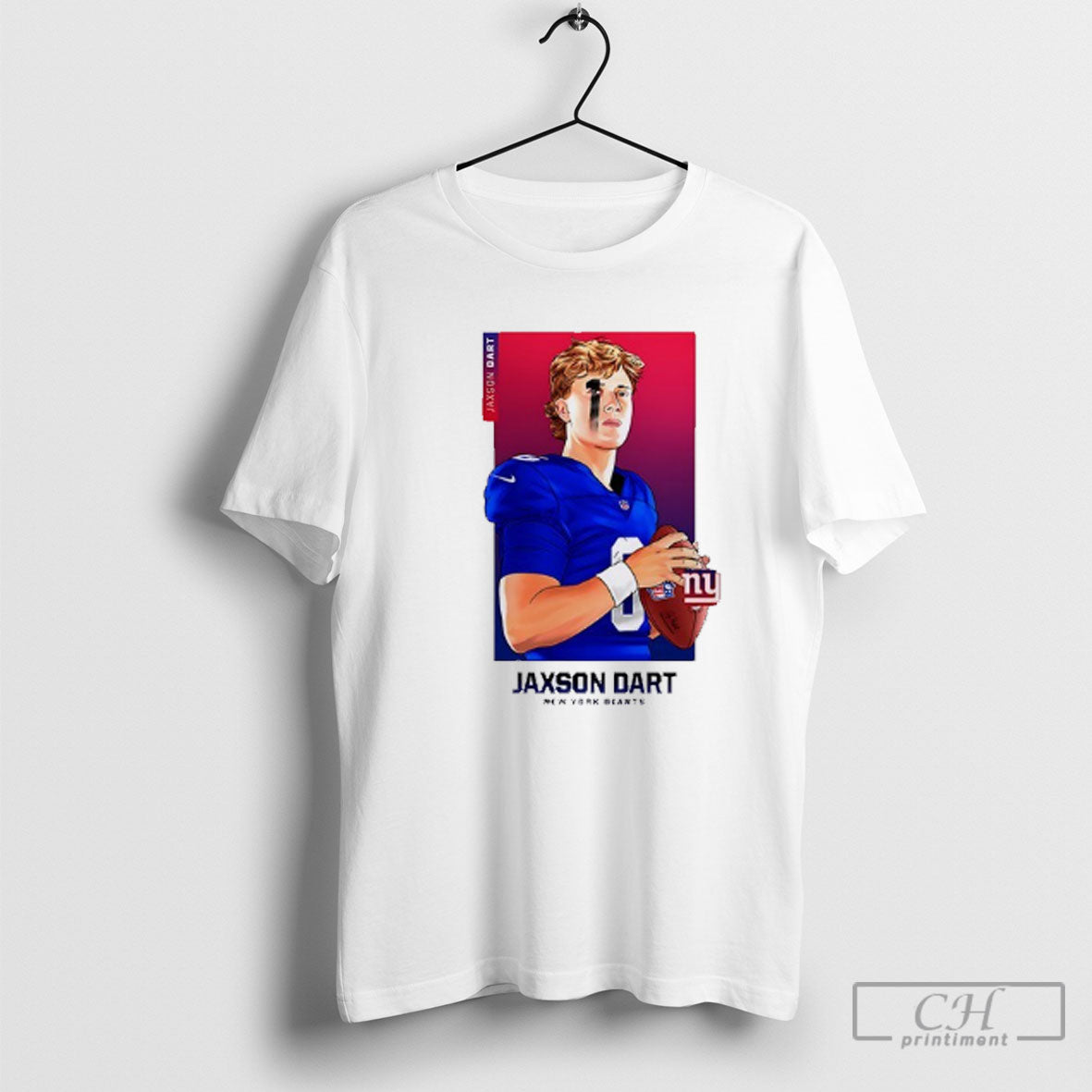 Jaxson Dart New York Giants Art Tee Premium Apparel