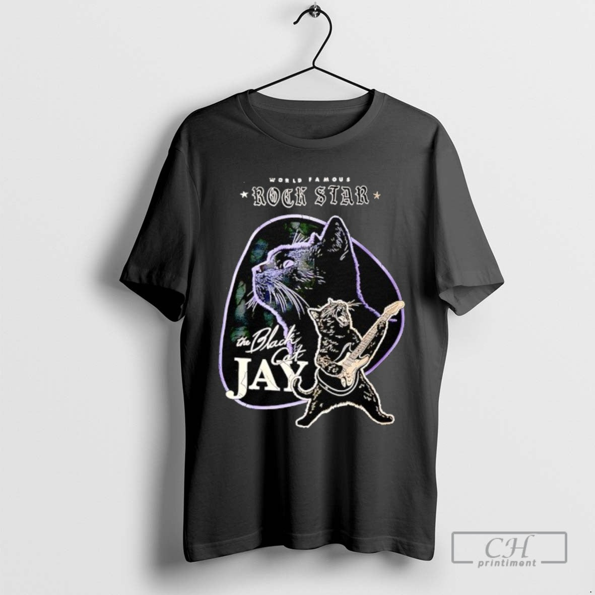 Jay World Famous Rock Star Black Cat Long Sleeve Retro Outfit