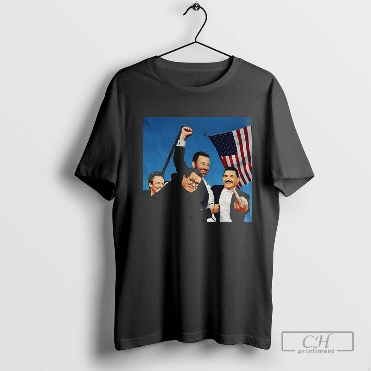 Jimmy Kimmel Stephen Colbert And Seth Meyers Fighting American Flag