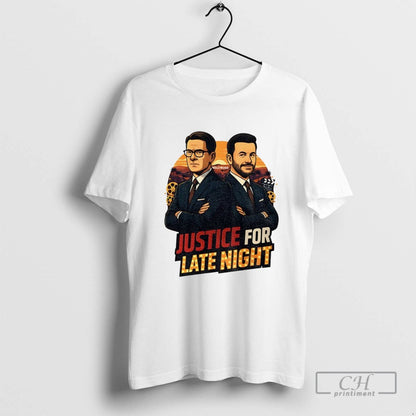 Jimmy Kimmel Stephen Colbert Cartoon Justice Late Night Tee Unique
