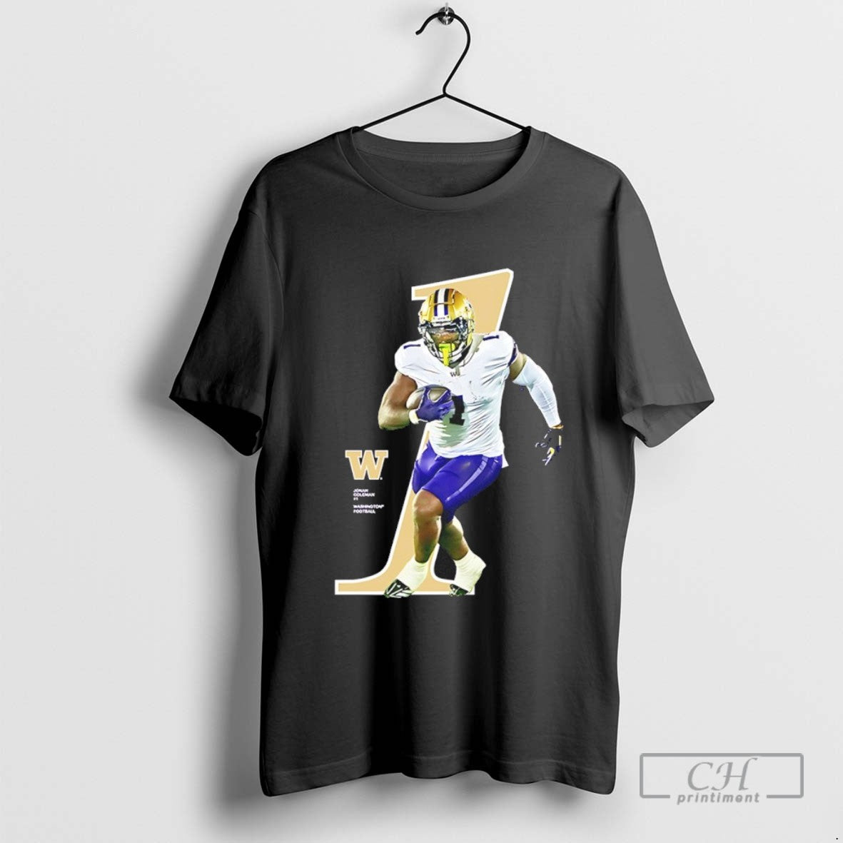 Jonah Coleman 1 Washington Huskie 2025 Ncaa Player Tee Retro