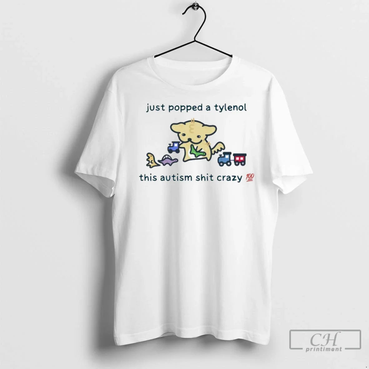 Just Popped Tylenol This Autism Shit Crazy T Shirts Tee Authentic