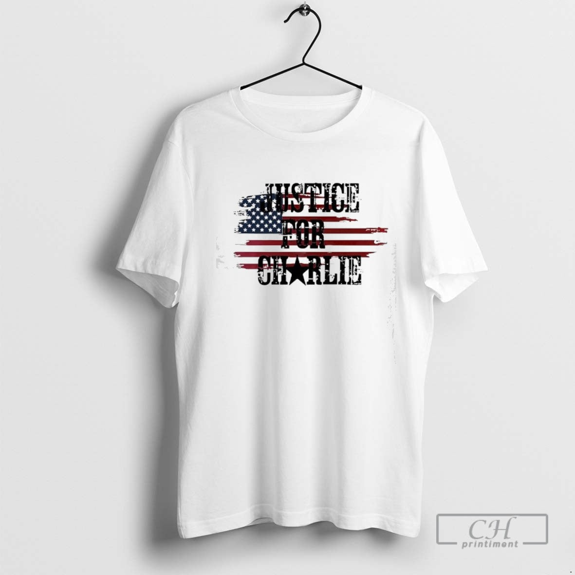 Justice Charlie Kirk America Flag Tee Modern Art