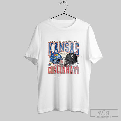 Kansas Jayhawks Vs Cincinnati Bearcats 2025 Helmets Shirt Trendy