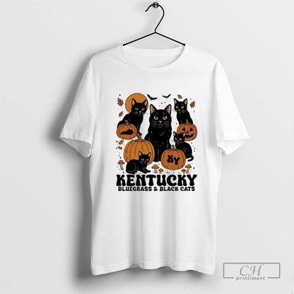 Kentucky Bluegrass And Black Cats Halloween TShirt Elegant Art