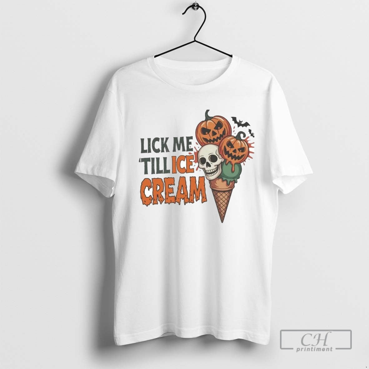 Lick Me Till Ice Cream Skull Pumpkin Halloween Hoodie Classic