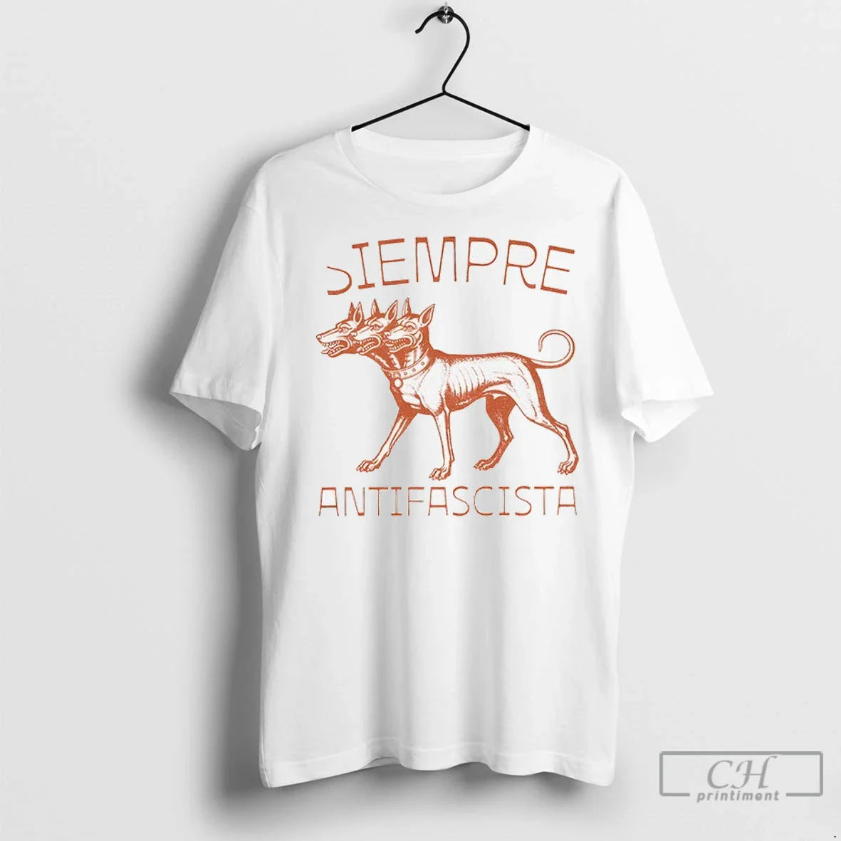 Linocut 3 Headed Dog Siempre Antifascista Anti Fascism T Shirts